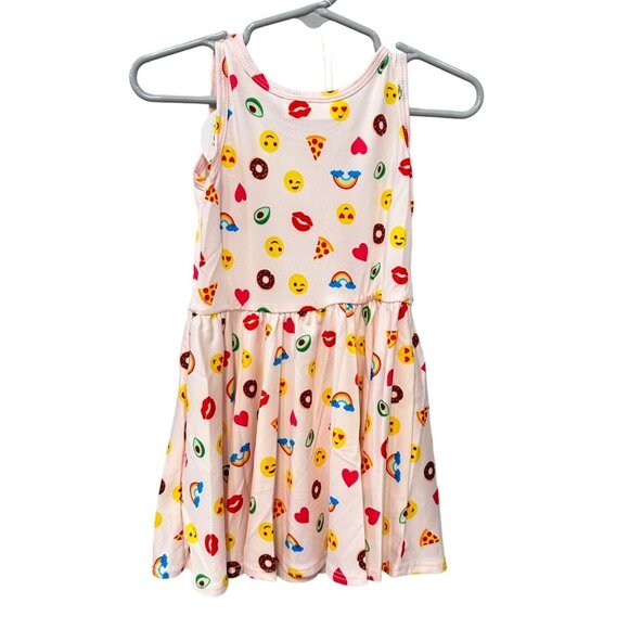 Dot Dot Smile Toddler Pink Emoji Print Rainbow Pizza Lips Heart Tank Dress 12/24 - Picture 5 of 5